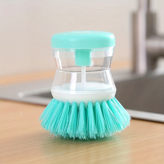 1pcs, Kitchen Pot Cleaning Brush, Home Dishwashing Brush, Press Soap Liquid Brush Portable Small Kitchen Pot Pan